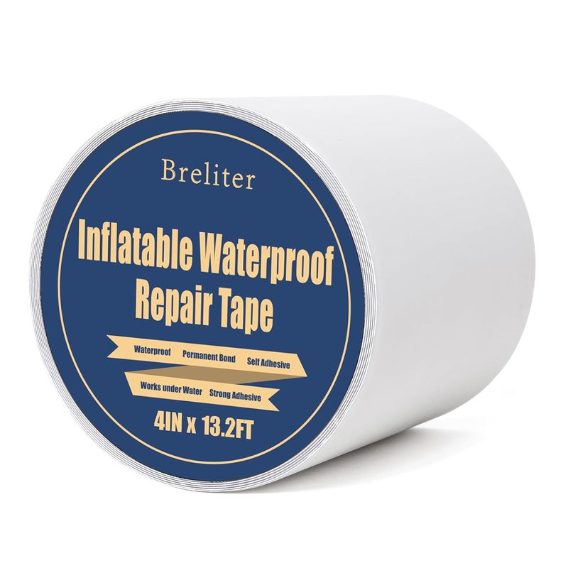 Breliter Inflatable Waterproof Repair Tape - Waterproof TPU Patch Repair Kit, Sealing Repair Tape for Air Mattress, Bounce House, Inflatable Toys, Tent, Swimming Ring, Heavy Duty - 4in x 13.2ft - Image 1
